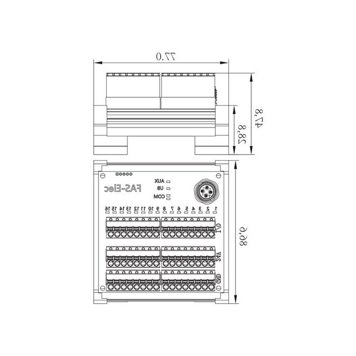 IP20、IO-Link Hub、NPN、16DI/DO 自适应、端子式模块、00BS52