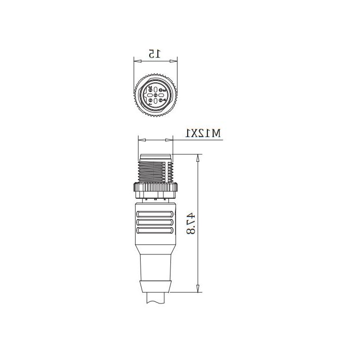 M12 5Pin 公头直型、B-coded、单端预铸PUR柔性电缆、带屏蔽、紫色护套、0C4021-XXX